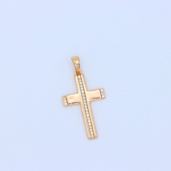 "Elegant Rose Gold Cross Pendant with Crystal Inlay Design, XPPT1269 - Picture 11 of 13